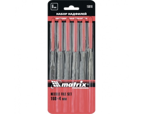 [Ручной инструмент] MATRIX Набор надфилей, 160 х 4 мм, 6 шт., обрезиненные рукоятки [15816]