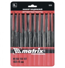 MATRIX Набор надфилей, 160 х 4 мм, 10 шт., обрезиненные рукоятки [15818]