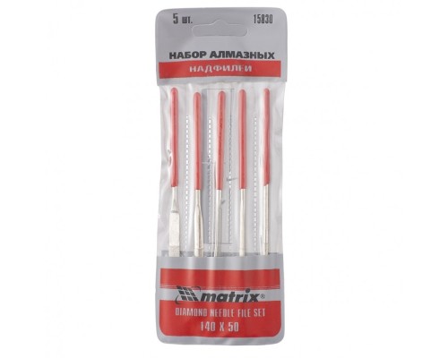 [Ручной инструмент] MATRIX Набор надфилей алмазных, 140 х 50 х 3 мм, 5 шт. [15830]