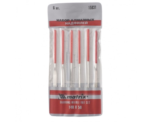 [Ручной инструмент] MATRIX Набор надфилей алмазных, 140 х 50 х 3 мм, 6 шт. [15831]