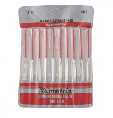 MATRIX Набор надфилей алмазных, 140 х 50 х 3 мм, 10 шт. [15832]