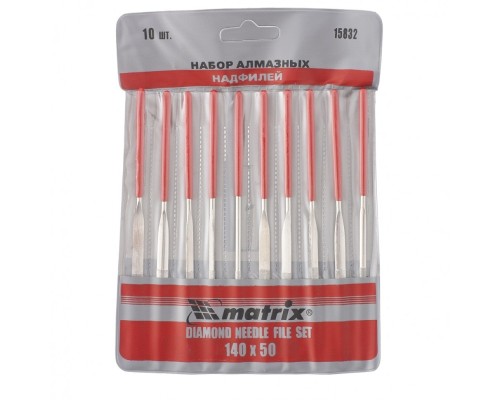 [Ручной инструмент] MATRIX Набор надфилей алмазных, 140 х 50 х 3 мм, 10 шт. [15832]