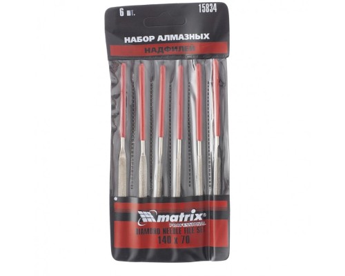 [Ручной инструмент] MATRIX Набор надфилей алмазных, 140 х 70 х 3 мм, 6 шт. [15834]