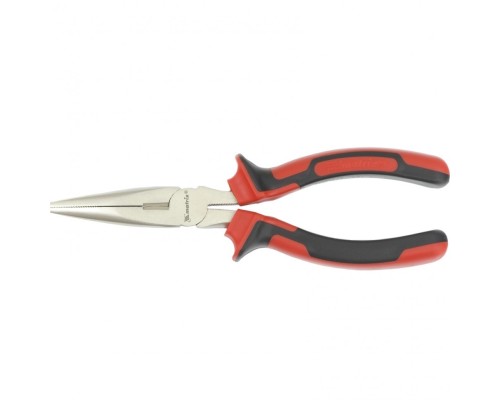 [плоскогубцы] MATRIX Длинногубцы NICKEL, 180 мм, прямые никелированные, двухкомпонентные рукоятки [17166]