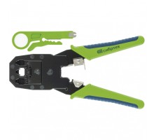 СИБРТЕХ Клещи для обжима телефонных и компьютерных клемм 4P, 6P, 8P, функция обрезания проводов [17733]