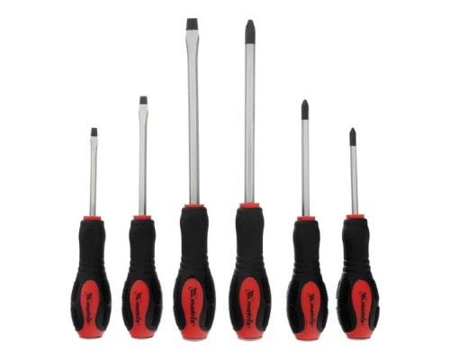 [Отвертки, Молотки, Кувалды, Киянки, Топоры] MATRIX Набор ударных отверток 6шт., PH1x75, PH2x100, PH3x150, SL5x75,SL6x100, SL8x150, CrV [19120]