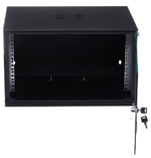 NEOMAX Шкаф телекоммуникационный   настенный 6U (520х400), стеклянная дверь, замок-ключ, разборный, цвет черный (1 коробка)[NM-CBWM-6U5240GKL-301-BK]