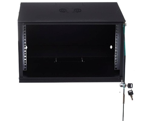 [Монтажный шкаф] NEOMAX Шкаф телекоммуникационный   настенный 6U (520х400), стеклянная дверь, замок-ключ, разборный, цвет черный (1 коробка)[NM-CBWM-6U5240GKL-301-BK]