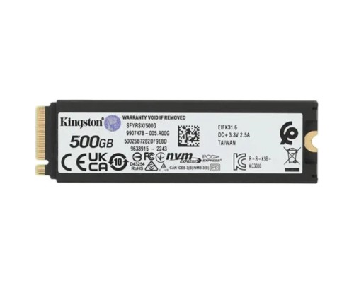 [накопитель] Kingston SSD Fury Renegade, 500GB, M.2 22x80mm, NVMe, PCIe 4.0 x4, 3D TLC, SFYRSK/500G