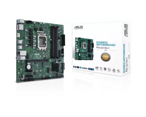 [Материнская плата] ASUS PRO Q670M-C-CSM (Socket 1700, mATX, 4xDDR5(128GB), 2xDP/HDMI, 1xPCIe 4.0x16,/1xPCIe 3.0, 1xLAN, 6xSATA 6Gb/s, 2xM.2, 1xM.2 E key, 4xUSB 3.2, 2xUSB 2.0, 2xPS/2)