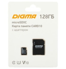 Micro SecureDigital 128GB Digma Class10 Digma CARD10 + adapter  (1845095)