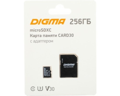 [Карта памяти ] Micro SecureDigital 256GB Digma CARD30 + adapter (1845101) Class10