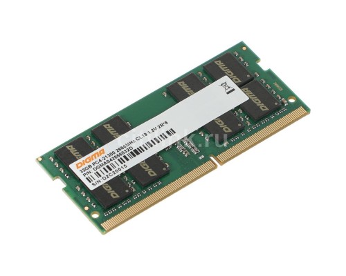 [Модуль памяти] Память DDR4 32Gb 2666MHz Digma DGMAS42666032D RTL PC4-21300 CL19 SO-DIMM 260-pin 1.2В dual rank