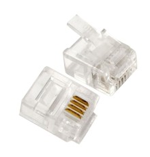 Exegate EX293762RUS Коннектор ExeGate PL11-4P4C-100 RJ-11 телефонный разъем (4P4C), золотое напыление (100шт)