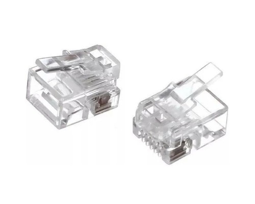 [Коннектор] Exegate EX293763RUS Коннектор ExeGate PL12-6P6C-100 RJ-12 телефонный разъем (6P6C), золотое напыление (100шт)