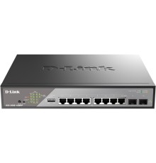 D-Link DSS-200G-10MPP/A1A Настраиваемый L2 коммутатор с 8 портами 10/100/1000Base-T и 2 портами 1000Base-X SFP (8 портов PoE 802.3af/at/bt, PoE-бюджет 242 Вт, дальность до 250 м)