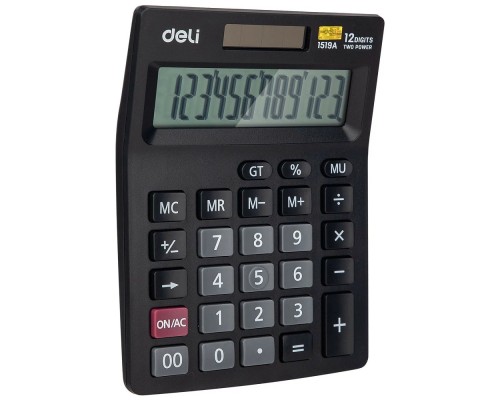 [Калькулятор] Калькулятор настольный Deli E1519A черный 12-разр. [1003508]