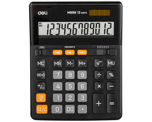 [Калькулятор] Калькулятор настольный Deli EM888 черный 12-разр. [1423020]
