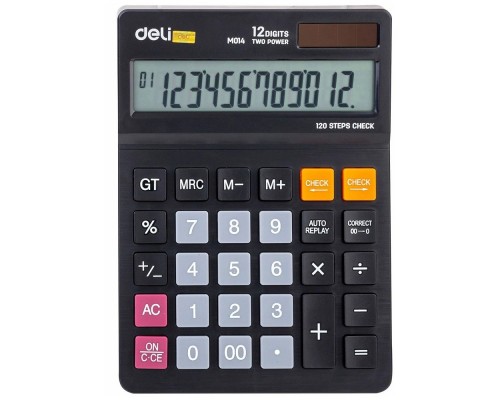 [Калькулятор] Калькулятор настольный Deli EM01420 черный 12-разр. [1464684]