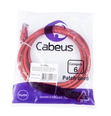 Cabeus PC-UTP-RJ45-Cat.6-2m-RD-LSZH Патч-корд U/UTP, категория 6, 2xRJ45/8p8c, неэкранированный, красный, LSZH, 2м