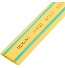 Rexant (21-2007) Трубка термоусаживаемая ТУТ нг 12,0/6,0мм, желто-зеленая, упаковка 50 шт. по 1м