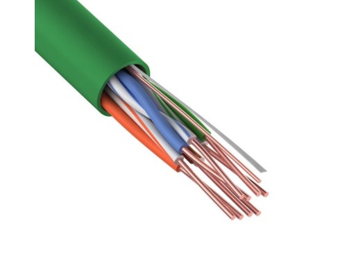 [Неэкранированная витая пара (бухты)] Rexant (01-0061) Кабель витая пара U/UTP, CAT 5e, нг(А)-LSLTx, 4х2х0,52мм, 24AWG, INDOOR, SOLID, зеленый, 305м