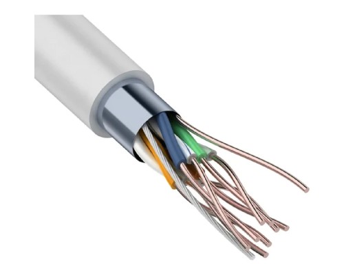 [Экранированная витая пара FTP (бухты)] Rexant (01-0167) Кабель витая пара F/UTP, CAT 6, ZH нг(А)-HF, 4PR, 23AWG, INDOOR, SOLID, серый, 305м