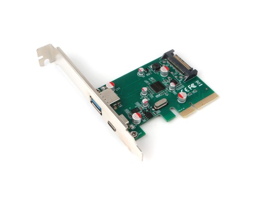 [Контейнер для HDD] Контроллер USB Gembird SPCR-02 PCI-express, порты: 2 внешн. USB 3.1 Type-C и Type-A