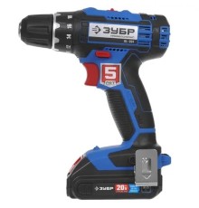 ЗУБР 20В, 2 АКБ (2Ач), в кейсе, дрель-шуруповерт, Профессионал. DL-201-22