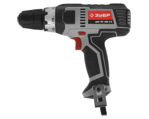[Дрель, Шуруповерт] ЗУБР ДШ-М1-400-2 К дрель-шуруповерт сетевая, 400 Вт, 0-450/0-1800 об/мин, в кейсе