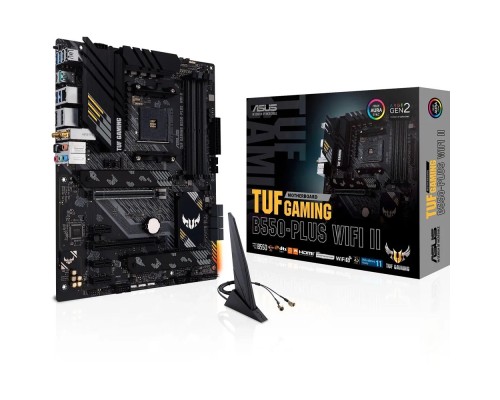 [Материнская плата] ASUS TUF GAMING B550-PLUS WIFI II (Socket AM4, ATX, 4xDDR4(128GB), DP/HDMI, 1xPCIe 4.0x16/1xPCIe 3.0x16/3xPCIe 3.0, 1xLAN (2.5GbE), Wi-Fi, BT, 6xSATA 6Gb/s, 2xM.2, 1xType-C 5xUSB 3.2, 2xUSB 2.0)