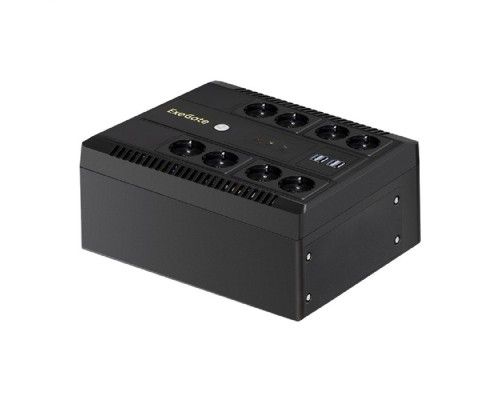 [ИБП] Exegate EX293854RUS ИБП ExeGate NEO NNB-800.LED.AVR.8SH.CH <800VA/480W, LED, AVR, 8*Schuko, 4*USB-порта для зарядки, Black>