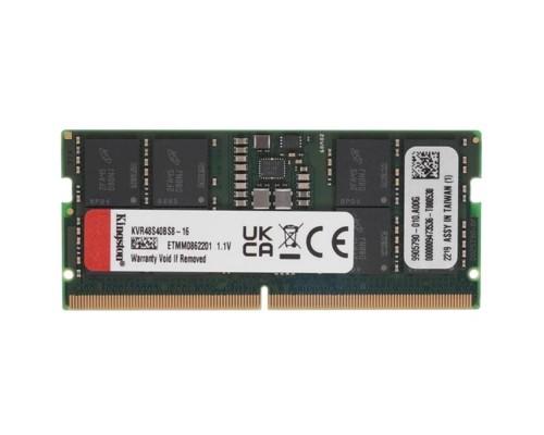 [Модуль памяти] Kingston 16GB 4800MT/s DDR5 Non-ECC CL40 SODIMM 1Rx8 KVR48S40BS8-16