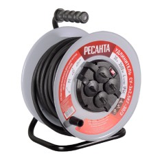 Удлинитель силовой Ресанта СУ-3х2,5КГ-30/3, розеток 4шт, 3x2.5 кв.мм, 30м, ПВС, катушка металлическая, красный [61/118/9]