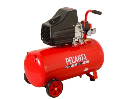 [Компрессоры, Пневматическое оборудование] Компрессор поршневой Ресанта КП-50/240М масляный 240л/мин 50л 1600Вт красный/черный