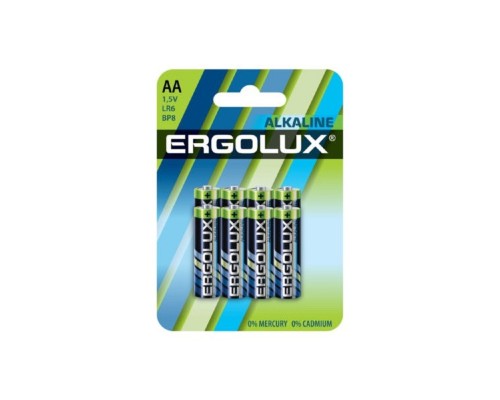 [Батарейка] Ergolux Alkaline BL8 LR6  (LR6 BP8, батарейка,1.5В)(8шт.в уп-ке)
