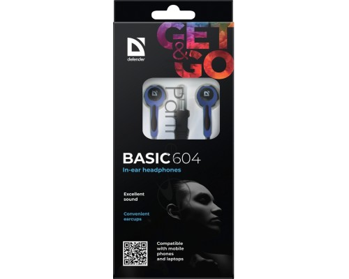 Наушники Defender Basic-604 Blue кабель 1,1 м