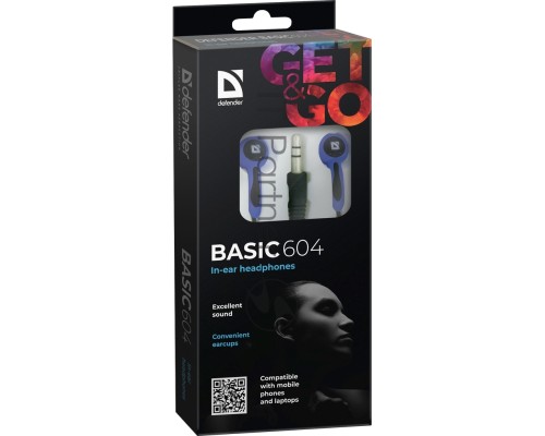 Наушники Defender Basic-604 Blue кабель 1,1 м