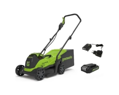 [Газонокосилки] Greenworks GD24LM33K4 Газонокосилка аккумуляторная , 24V, 33 см, бесщеточная, с 1хАКБ 4Ач и ЗУ [2516107UB]