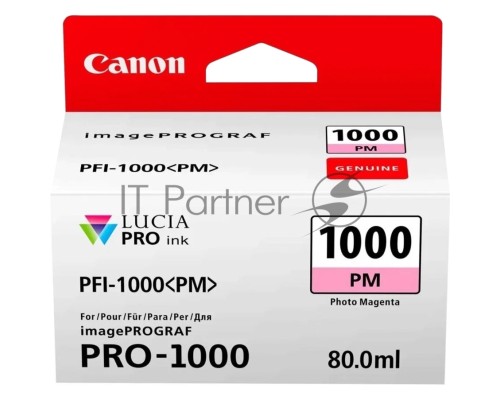 Картридж Canon PFI-1000 PM для IJ SFP PRO-1000 WFG. Фото пурпурный. 80 мл.