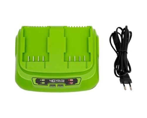[Аккумуляторы и зарядные устройства] Greenworks G40UC8 Быстрое зарядное устройство для 2-х аккумуляторов,40V [2938807]