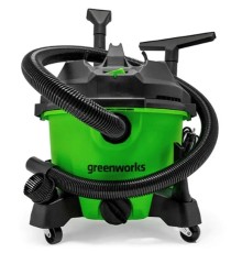 Greenworks Строительный пылесос, {Мощность 1300 Вт; Объем 34 л; Сухая уборка/сбор воды; шланга 3 м; кабеля 3 м; Функция выдувания воздуха; 8,4 кг} [4701207]