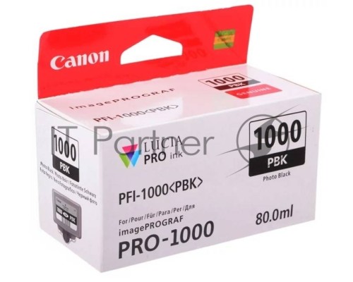 Картридж Canon PFI-1000 PBK для IJ SFP PRO-1000 WFG. Фото чёрный. 80 мл.