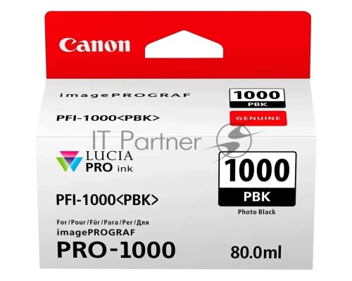Картридж Canon PFI-1000 PBK для IJ SFP PRO-1000 WFG. Фото чёрный. 80 мл.