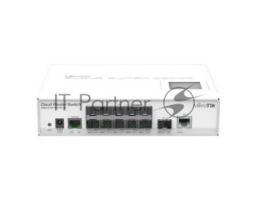 Сетевой коммутатор  Mikrotik CRS212-1G-10S-1S+IN Cloud Router Switch 212-1G-10S-1S+IN with Atheros QC8519 400Mhz CPU, 64MB RAM, 1xGigabit LAN, 10xSFP cages, 1xSFP+ cage, RouterOS L5, LCD panel, desktop case, PSU