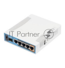 Сетевое оборудование MikroTik RB962UiGS-5HacT2HnT Роутер 2.4+5ГГц, 802.11a/b/g/n/ac, 5x Ethernet 1G, 1x SFP