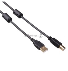 Кабель USB 2.0 A-->B 3м Exegate 2 фильтра, позолоченные контакты