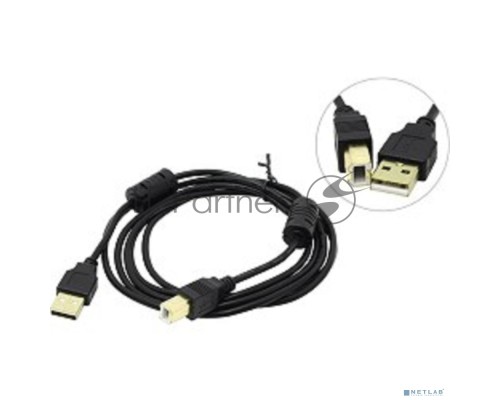 Кабель USB 2.0 A-->B 1.8м Exegate 2 фильтра, позолоченные контакты