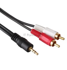 Кабель аудио (3.5mm Jack M -  2xRCA M)  5м Exegate, позолоченные разъемы
