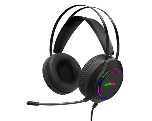 [Наушники EXEGATE] ExeGate Cosmos HS-702GL (объемный звук 7.1, длина кабеля 2.5м, динамик 50мм, 20-20000Гц, RGB подсветка, USB интерфейс, регулировка громкости, Color Box)